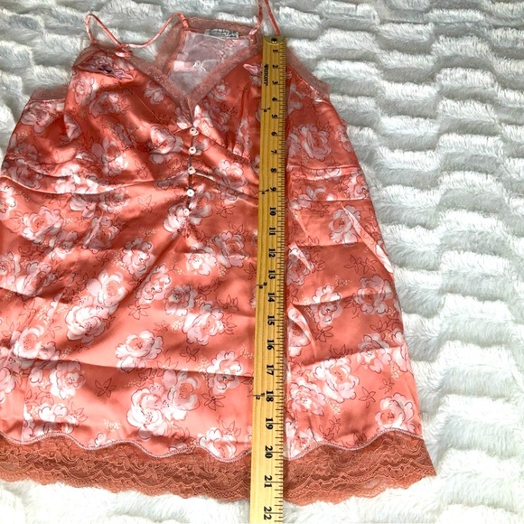 Free People Intimates Size Medium Peach Floral Satin & Lace Top Romance - Picture 12 of 12